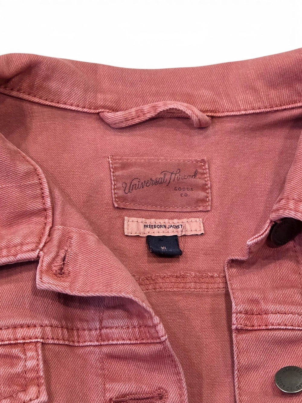 Universal Thread Freeborn Denim Jacket Pink Rose XL Stretch Jean Jacket Like New - Picture 3 of 14